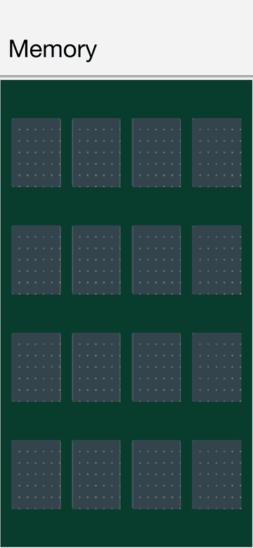 The memory card game sample, flipping cards into a match, a mismatch, and another match