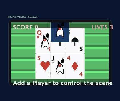 A blackjack card game built with the Game Builder